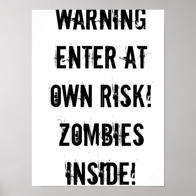 Warning! Zombies! Poster (Front)
