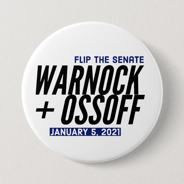 Warnock Our Ossoff 7.5 Cm Round Badge (Front)