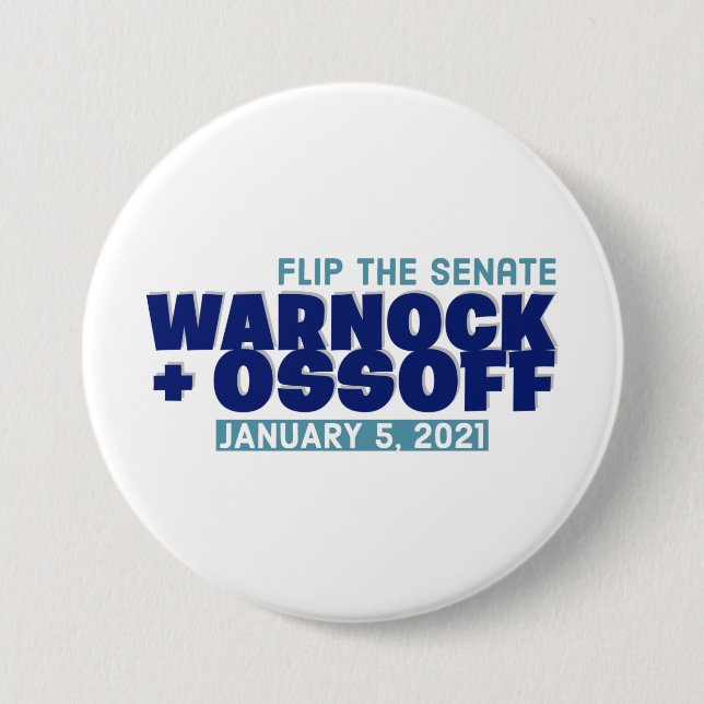 Warnock Our Ossoff 7.5 Cm Round Badge (Front)