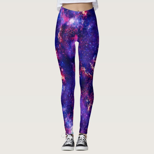 Warp Speed Nebula Galaxies Pattern Leggings (Front)