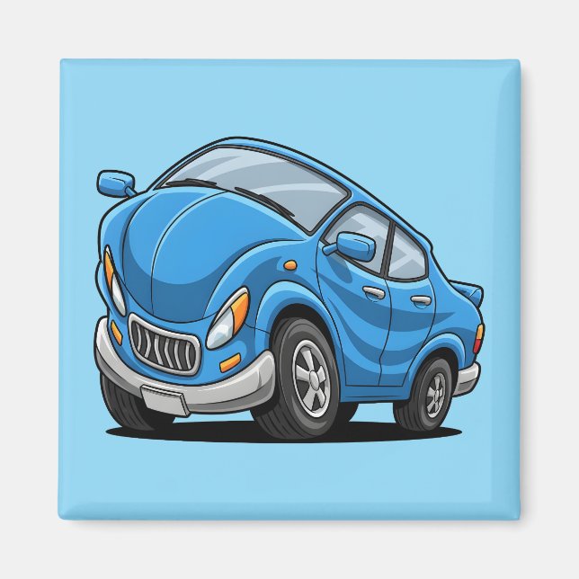 Warped Blue Cartoon Auto Magnet (Front)