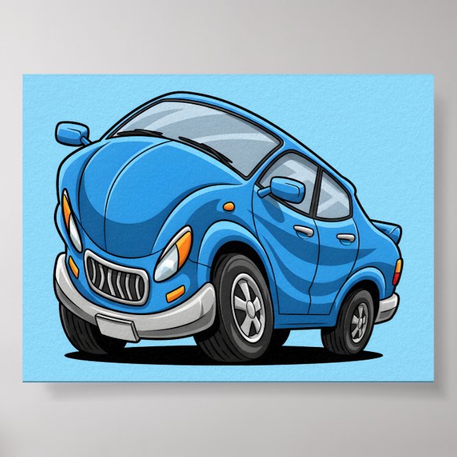 Warped Blue Cartoon Auto Poster (Front)