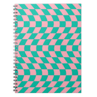 Warped Check Retro Checkerboard Pink Green Pattern
