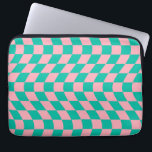 Warped Check Retro Chequerboard Pink Green Pattern Laptop Sleeve<br><div class="desc">Cool warped checkers in pastel blueish green and pastel pink colour. A nice retro psychedelic design that takes you to the wonderland. Twisted,  wavy,  warped chequerboard,  warped checks,  warped chequered dorm room student preppy laptop sleeve Cover.</div>