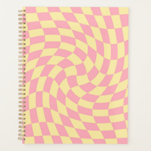 Warped Check Retro Chequerboard Pink Peach Pattern Planner