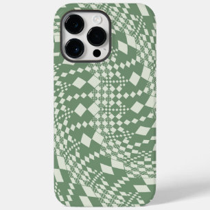 Warped Checks in Green Case-Mate iPhone 14 Pro Max Case