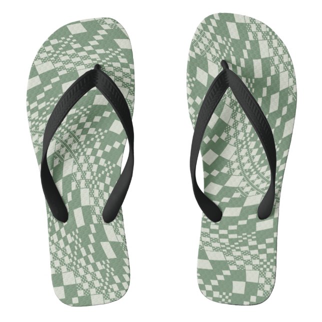 Warped Checks in Green Jandals (Footbed)