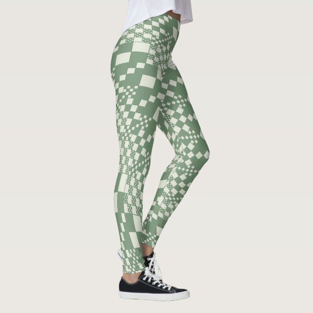 Warped Checks in Green Leggings (Right)
