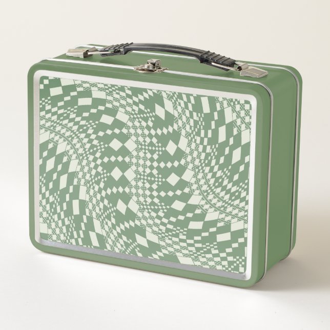Warped Checks in Green Metal Lunch Box (Front)