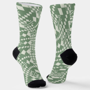 Warped Checks in Green Socks