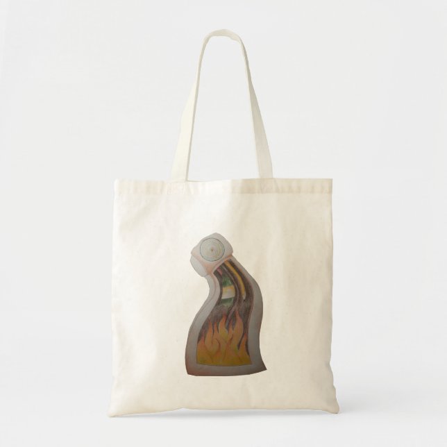 Warped Clock on Fire Tote Bag (Front)
