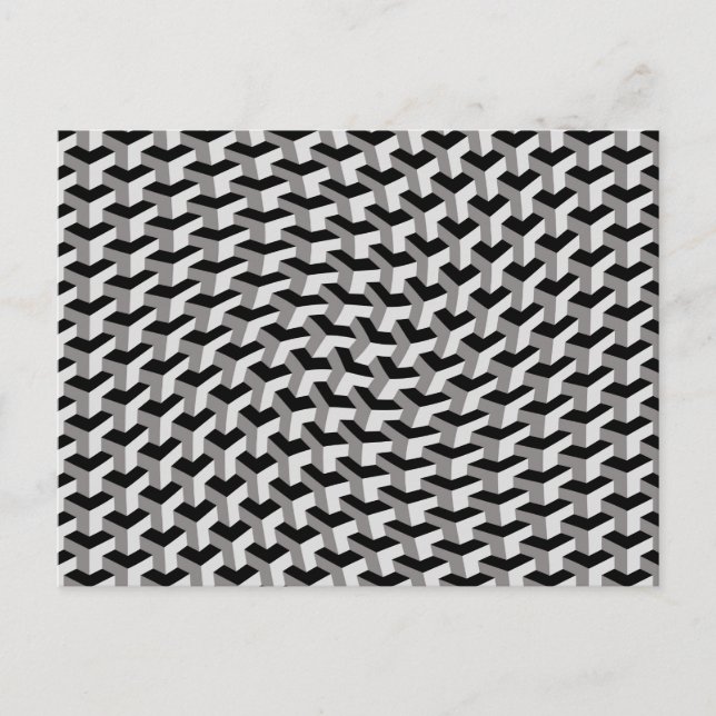 Warped Geometric Cubes Illusion Postcard (Front)