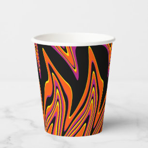 Warped in Black, Pink, Orange and Yellow Paper Cups