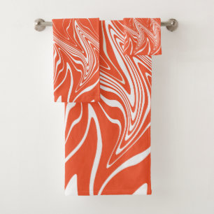 Warped - Orange and White Bath Towel Set