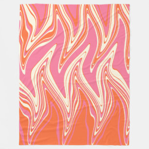 Warped - Pink, Orange and Cream Fleece Blanket