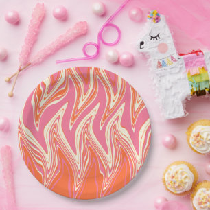 Warped - Pink, Orange and Cream Paper Plate