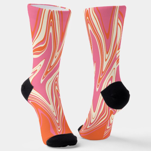 Warped - Pink, Orange and Cream Socks (Angled)