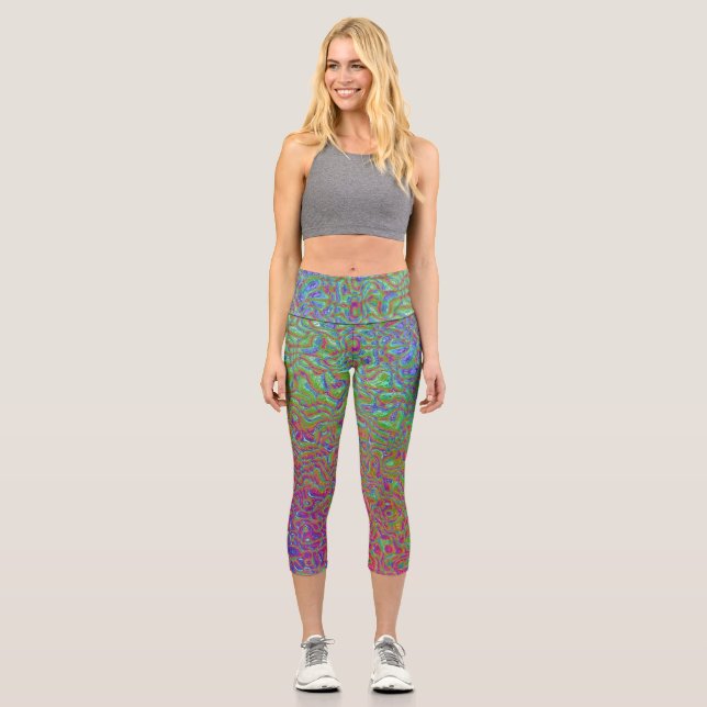 Warped Rainbow Capri Leggings (Front)