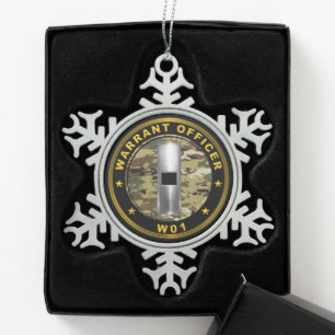 Warrant Officer One Snowflake Pewter Christmas Ornament