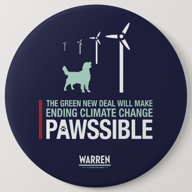 Warren 2020 - Bailey - Green New Deal 6 Cm Round Badge (Front)