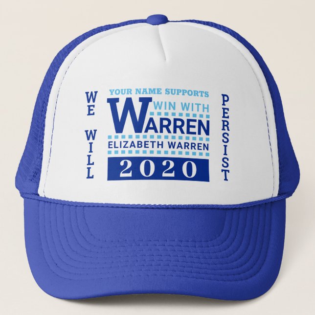 Warren 2020 Win With Warren Personalised Trucker Hat (Front)