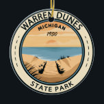Warren Dunes State Park Michigan Vintage Ceramic Tree Decoration<br><div class="desc">Warren Dunes State Park artwork design. The park's large sand dunes and lakeshore beaches make it one of the most popular of Michigan’s state parks</div>