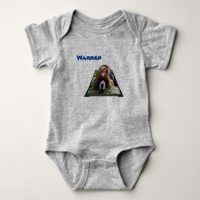 Warren Name With Cavalier Dog, Baby Bodysuit (Front)