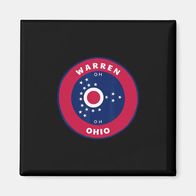 Warren Ohio Oh Flag Dge Roundlet Souvenir  Magnet (Front)
