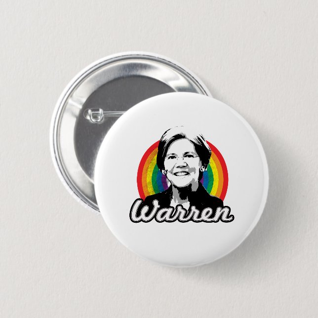 Warren Rainbow Pride 6 Cm Round Badge (Front & Back)