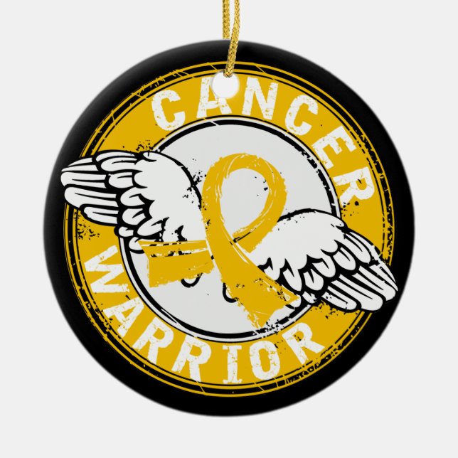 Warrior 14C Childhood Cancer Ceramic Tree Decoration (Front)