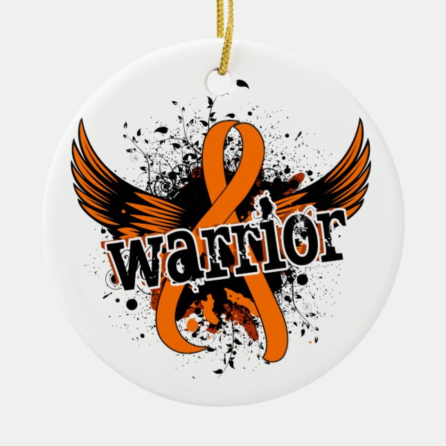 Warrior 16 Leukaemia Ceramic Tree Decoration (Front)