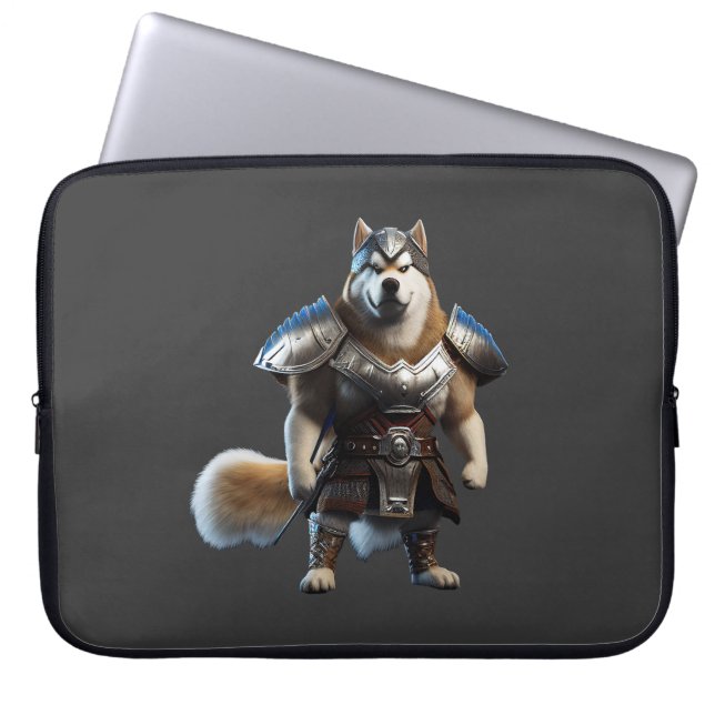 Warrior Alaskan Malamute Dog, Military Alaskan Dog Laptop Sleeve (Front)