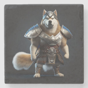 Warrior Alaskan Malamute Dog, Military Alaskan Dog Stone Coaster