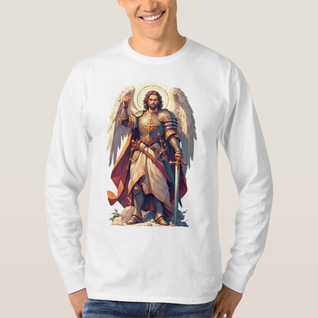 Warrior Archangel Michael Men's Long Sleeve Tee (Front)