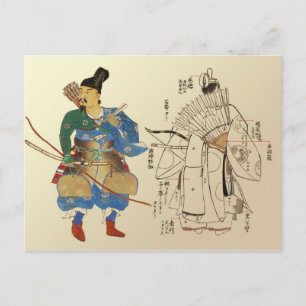 Warrior archers with parts of uniform labelled postcard