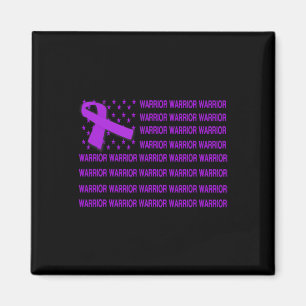 Warrior Awareness - Usa Flag Purple Ribbon 2 Magnet
