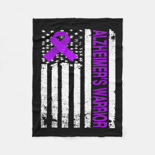 Warrior Awareness - Usa Flag Purple Ribbon Fleece Blanket