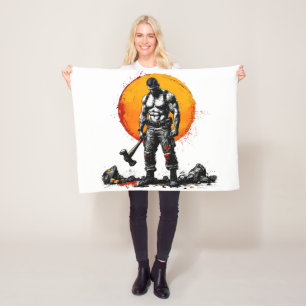 warrior barbarian mediaeval fantasy Fleece Blanket