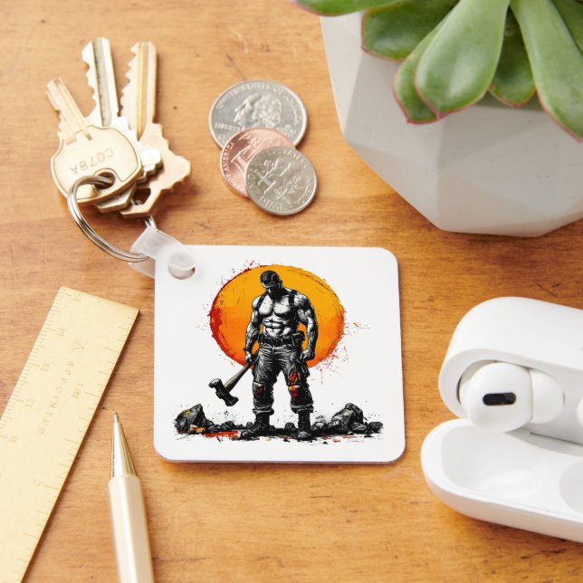 warrior barbarian mediaeval fantasy hummer Keychai Key Ring (Desk)