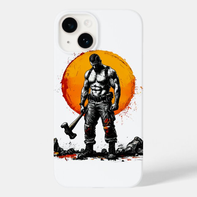 warrior barbarian mediaeval fantasy hummer strengt Case-Mate iPhone case (Back)