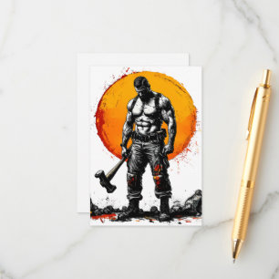 warrior barbarian mediaeval fantasy hummer strengt enclosure card