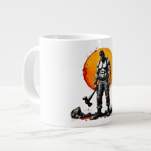 warrior barbarian mediaeval fantasy hummer strengt large coffee mug (Front Left)
