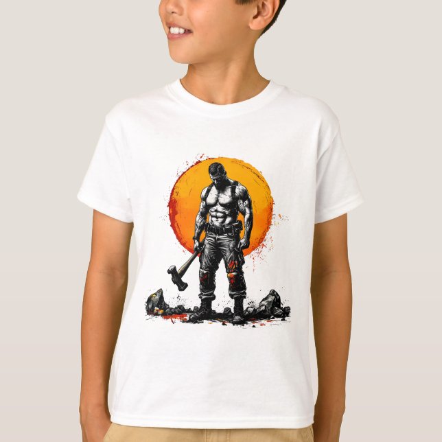 warrior barbarian mediaeval fantasy hummer strengt T-Shirt (Front)