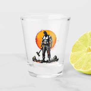 warrior barbarian mediaeval fantasy hummeShot glas Shot Glass