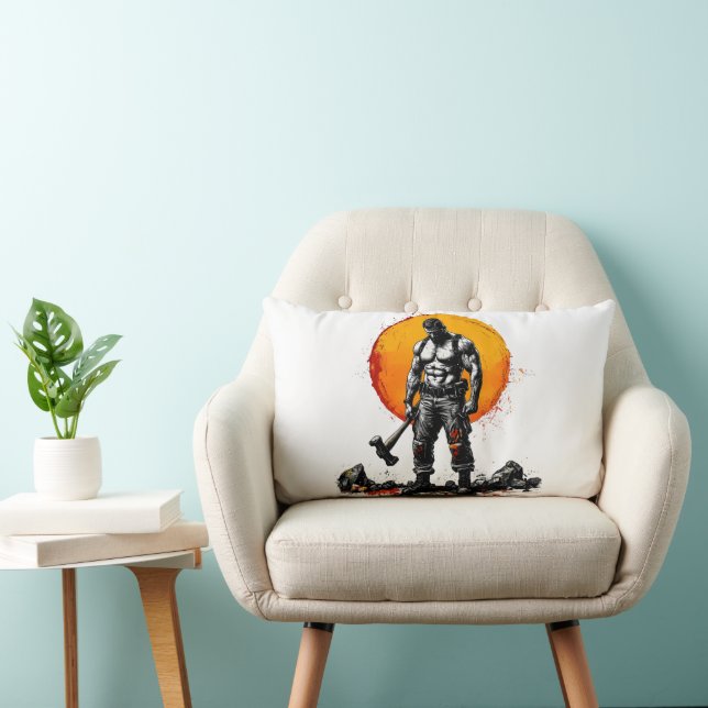 warrior barbarian mediaeval fantasy humThrow Pillo Lumbar Cushion (Chair)