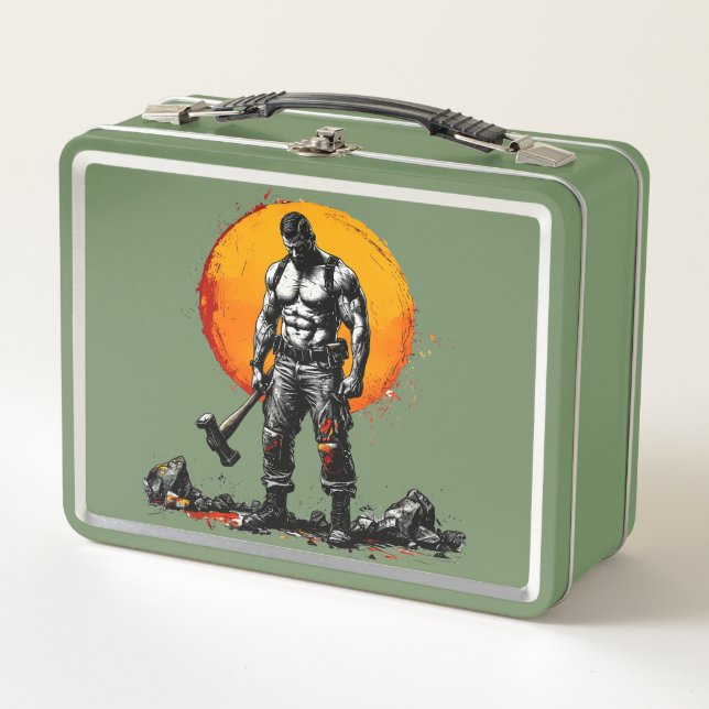 warrior barbarian mediaeval fantasy Metal Lunchbox (Front)