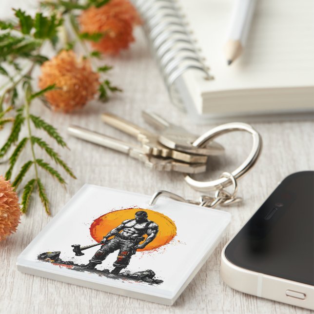 warrior barbarian mediaeval fantasyAcrylic Keychai Key Ring (Front Right)