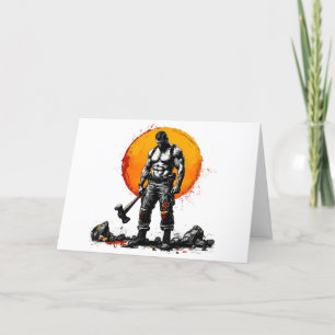 warrior barbarian mediaeval Folded Thank You Card