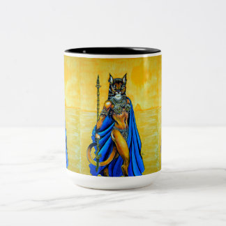 "Warrior Bast" Art of Rebecca O'Donnell Two-Tone Coffee Mug