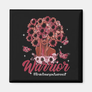 Warrior Black Women Sunflower Hair Brain Aneurysm Magnet